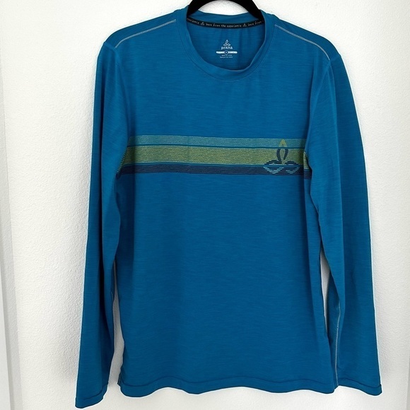Prana Calder Long Sleeve Shirt Blue Printed Size Medium Men’s Lightweight - Picture 1 of 10
